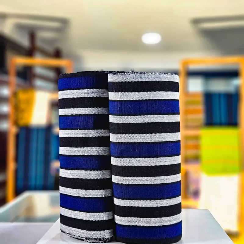 Duo faso dan fani rayé bleu roi blanc noir