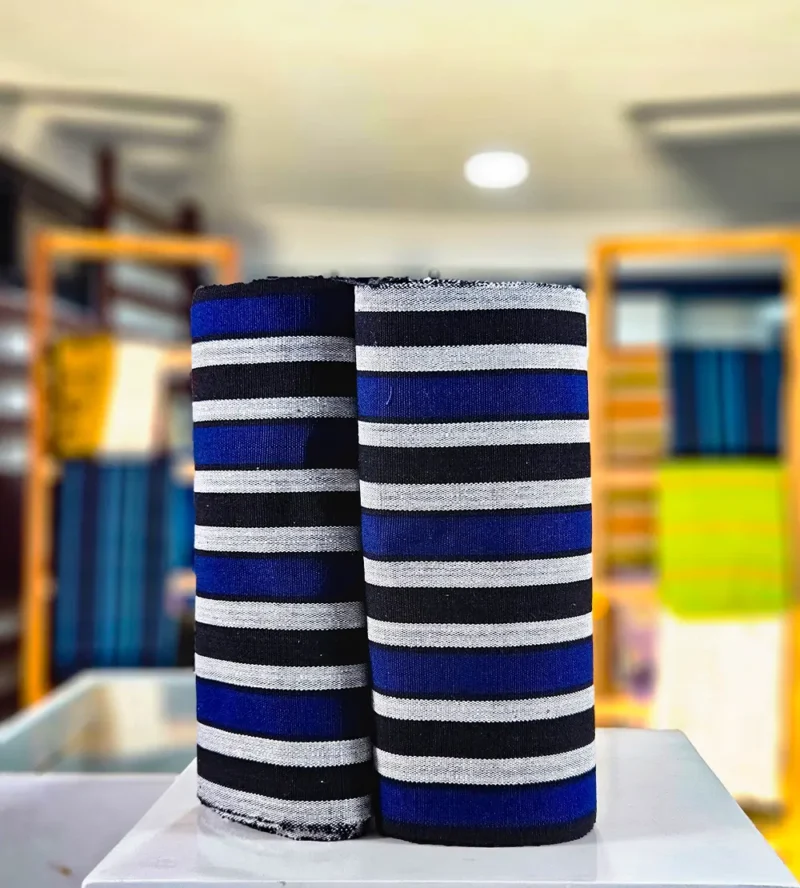 Duo faso dan fani rayé bleu roi blanc noir